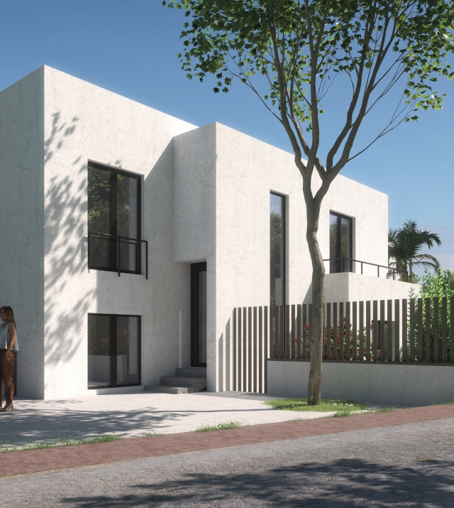 Resa Estates plot 1can Furnet renders modern villa Ibiza 1 house street.jpg